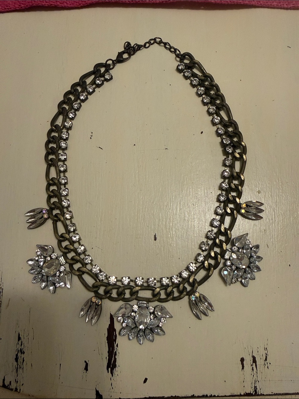Loren Hope Clear Crystal and Gunmetal Statement Necklace